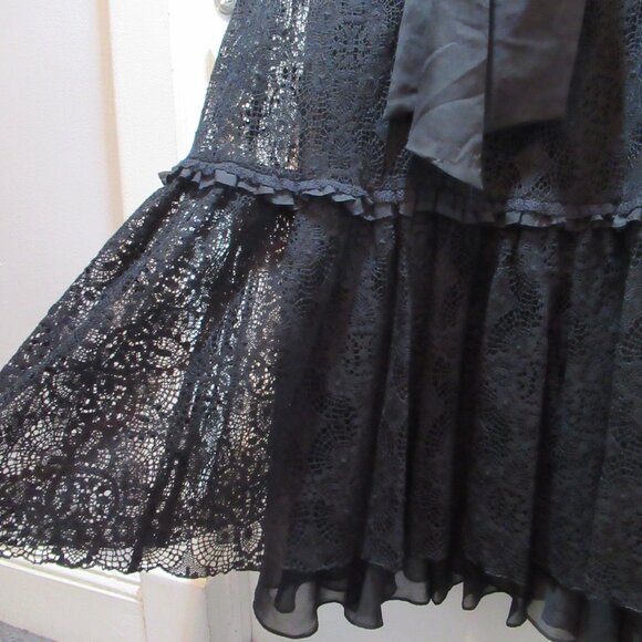 Blacklist Lip Service Lace Crochet Maxi Skirt, Ruffles Witchy Goth Rare Black - Picture 7 of 17